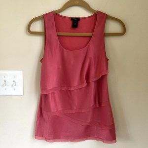 Ann Taylor Tiered Front Tank Top Blouse, Coral, Size XS
